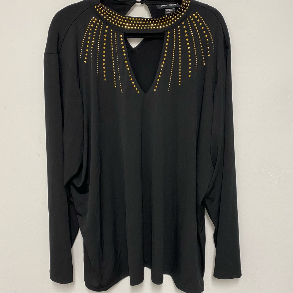 Plus Size Choker Neck Embellished Blouse 30/32 NWT